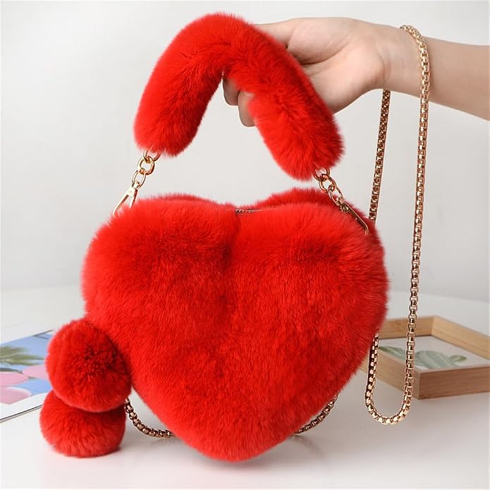 Sac Bandoulière Cœur en Peluche